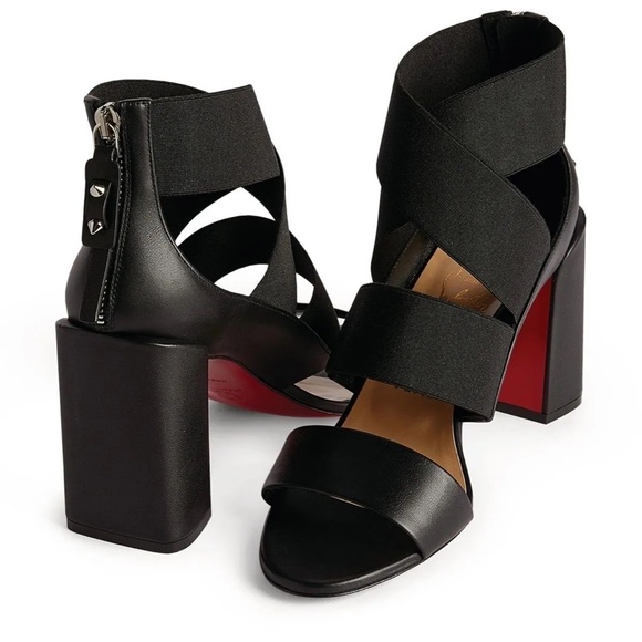 Christian Louboutin Patrouille 85mm Leather Elastic Strappy Heels sz 38.5 - Picture 15 of 16